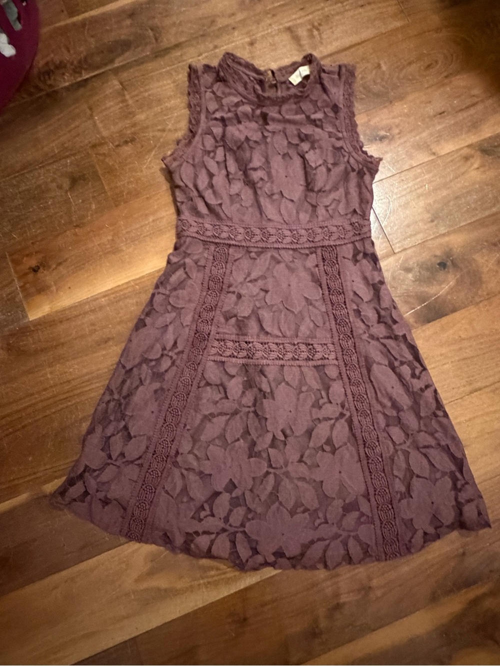 Altar'd State Sleeveless Floral Lace Dress - Plum